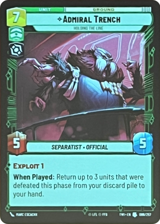 Admiral Trench, Holding The Line