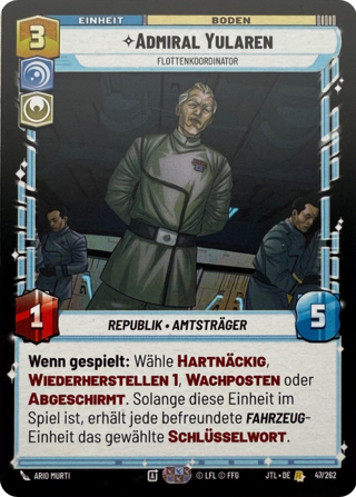 Admiral Yularen, Fleet Coordinator