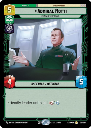 Admiral Motti, Chain Of Command