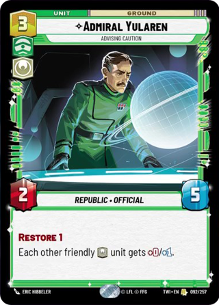 Admiral Yularen, Advising Caution